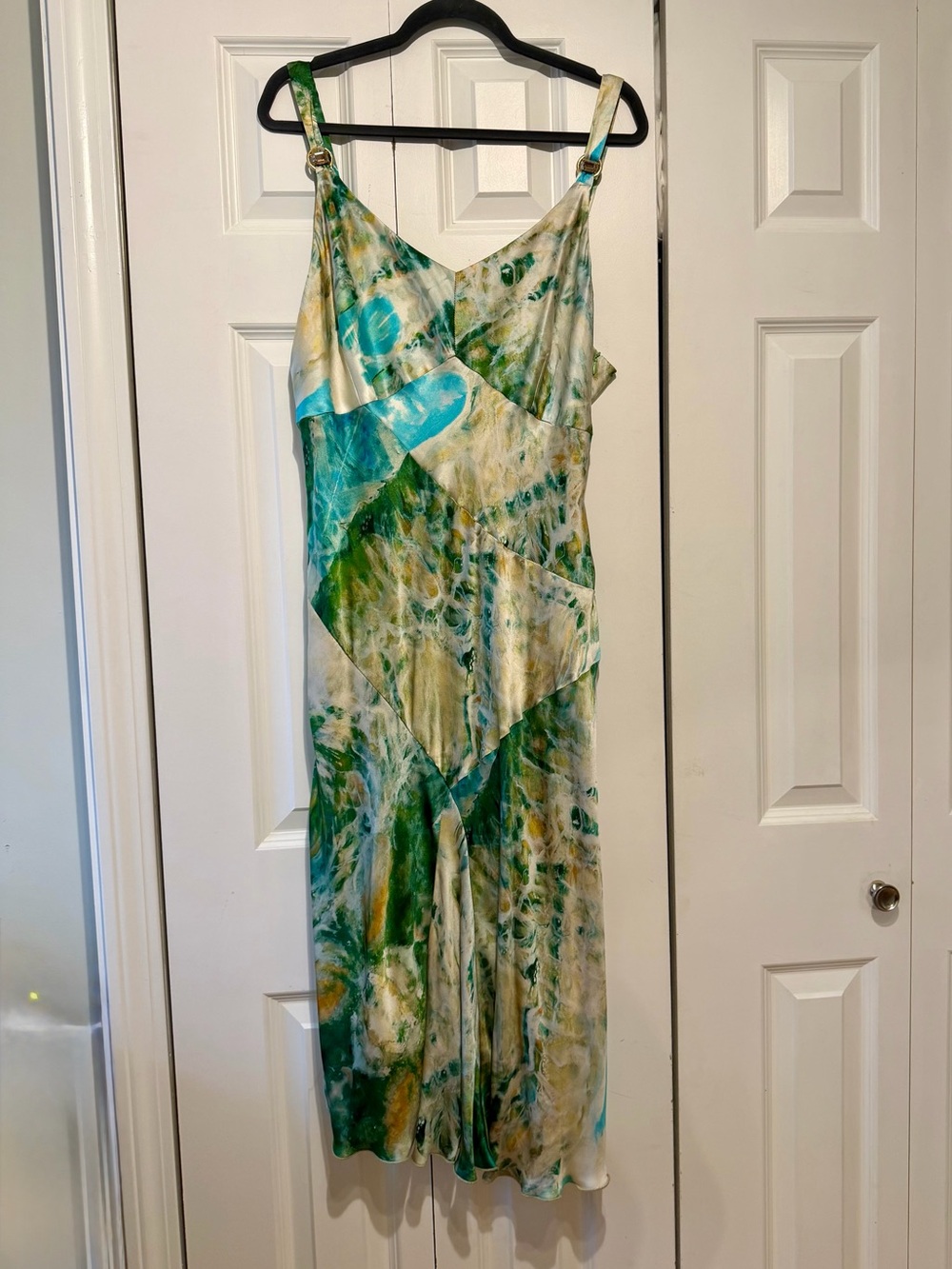 Teatro Dei Sogni Italy 100% Silk Abstract Watercolor Midi Dress Size 20